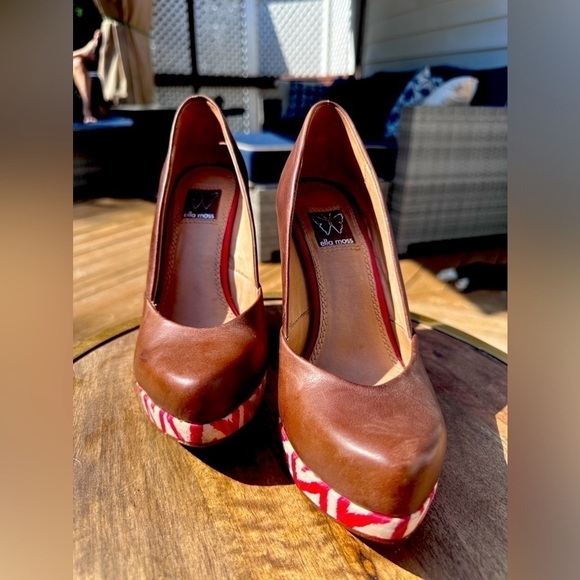 ELLA MOSS BROWN LEATHER WEDGE - EUC - Picture 2 of 8
